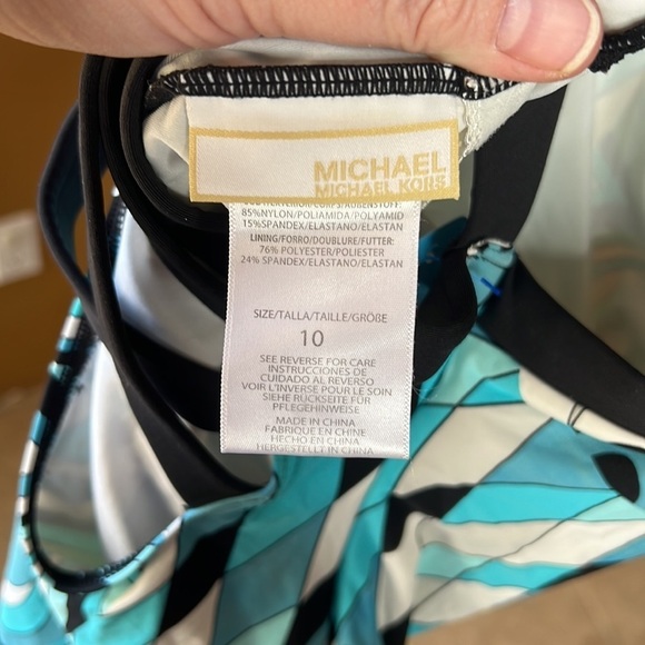 MICHAEL Michael Kors One Piece Summer Blue Cross Back Maillot Swimsuit Size 10 - Picture 7 of 12